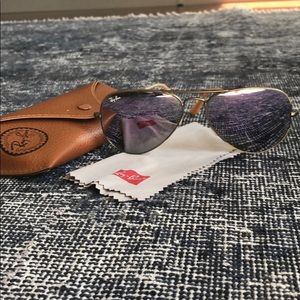 Purple aviator reflective rayban sunglasses